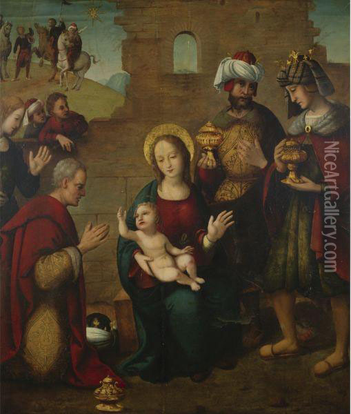 Adoration Of The Magi Oil Painting - Juan de Borgona