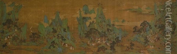 Travelling In The Spring Oil Painting -  Qiu Ying