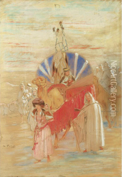 Caravane Dans Le Desert Oil Painting - Theophile Ii Poilpot