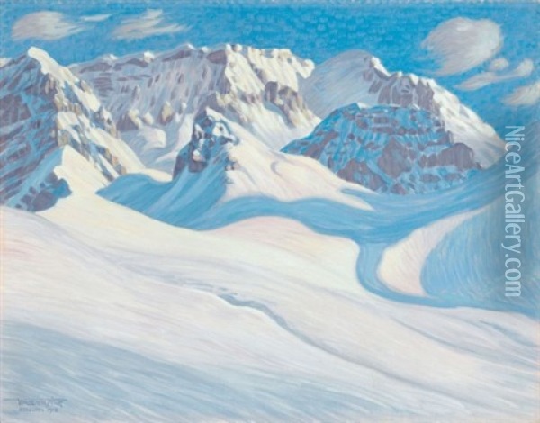 Winter Bei Adelboden (winter Near Adelboden) Oil Painting - Waldemar Theophil Fink