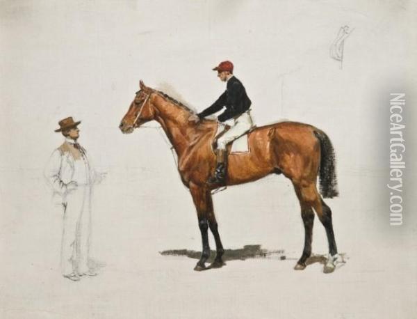 Le Baron Lupin Et Salvator, Vainqueur Du Prix Du Jockey-club Etdu Grand Prix De Paris En 1875 Oil Painting - Jean-Baptiste De Greef