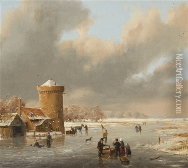 The Joy Of Winter Oil Painting - Lodewijk Johannes Kleijn