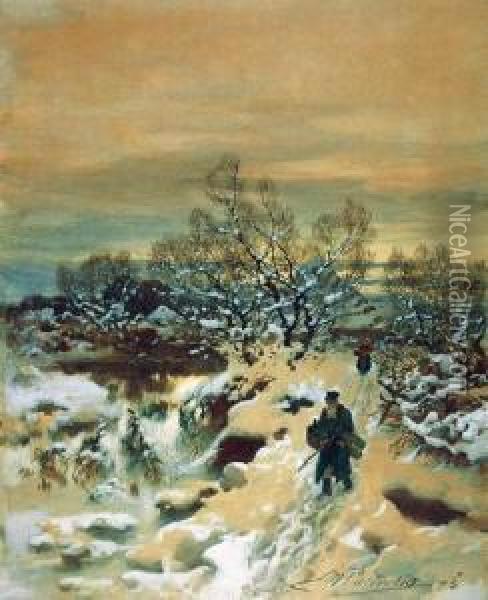 Lutowy Snieg Oil Painting - Michal Pociecha