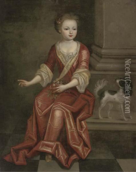 Portrait Of A Young Girl Oil Painting - Pierre Le Romain I Mignard