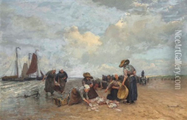 Return Of The Fishing Boats Oil Painting - Bernardus Johannes Blommers