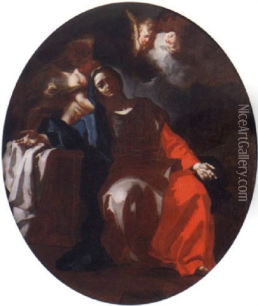The Madonna At The Tomb Of Christ Oil Painting - Francesco Celebrano
