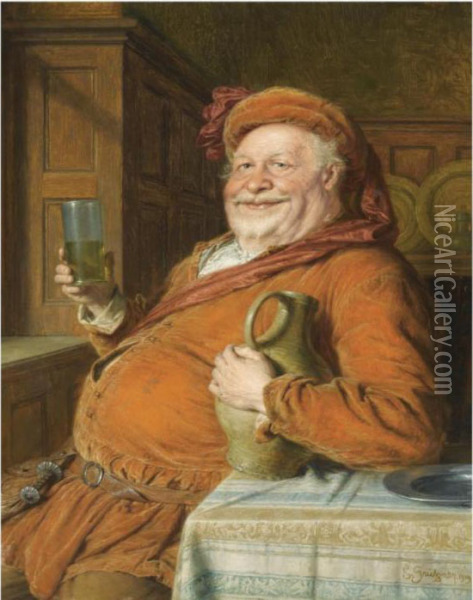 The Drinking Fallstaf Oil Painting - Eduard Von Grutzner