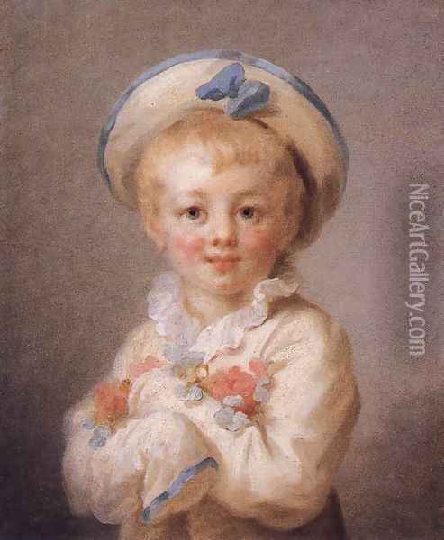 A Boy as Pierrot 1776-80 Oil Painting - Jean-Honore Fragonard