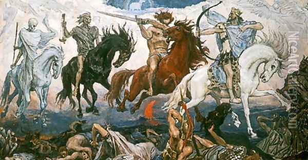 The Four Horsemen of the Apocalypse, 1887 Oil Painting - Viktor Vasnetsov