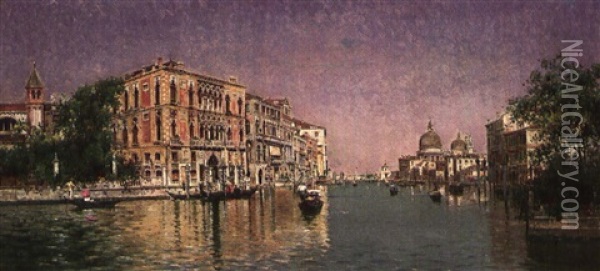 The Grand Canal, Venice Oil Painting - Antonio Maria de Reyna Manescau