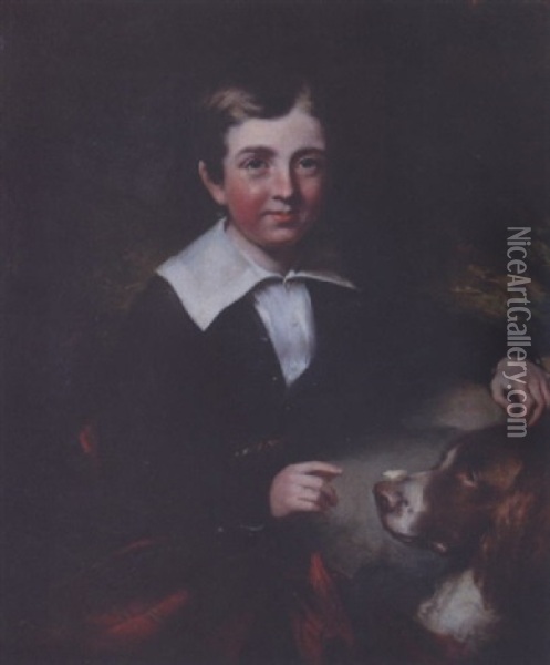 Portrait Of George Alexander Hamilton Training His Spaniel Oil Painting - Martin Cregan