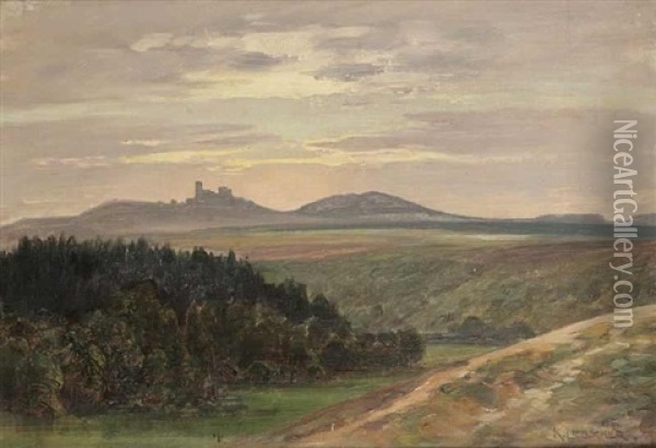 A Landscape With Lichnice Oil Painting - Karel Liebscher
