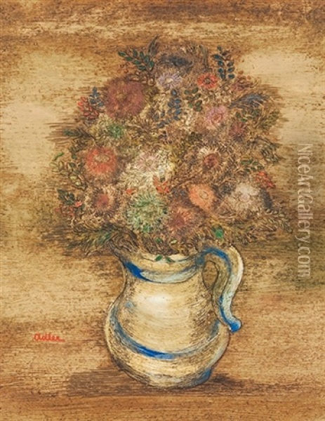 Vase With Flowers Oil Painting - Jankel Adler