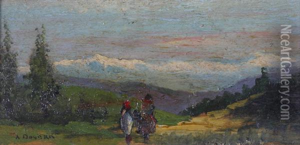 Paesaggio Con Cavalli Oil Painting - Achille Dovera