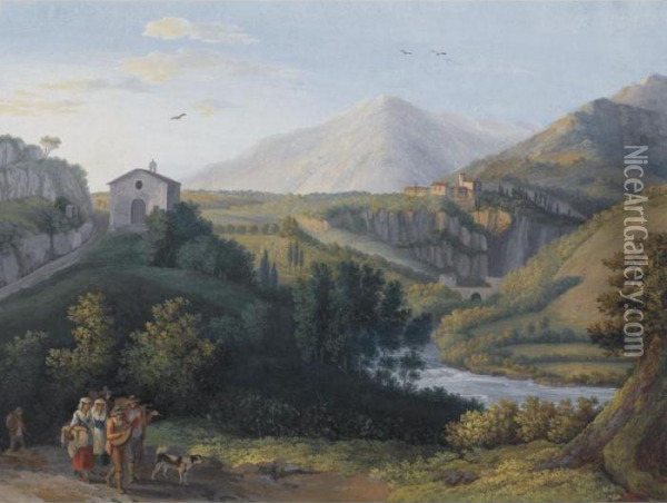View Of The Convent Of San Cosimato, Italy Oil Painting - Jacob Philipp Hackert