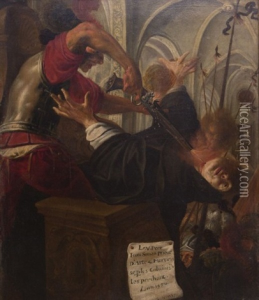 L'assasinat Du Pere Jean Simon D'artez Marini Oil Painting - Ambroise Fredeau