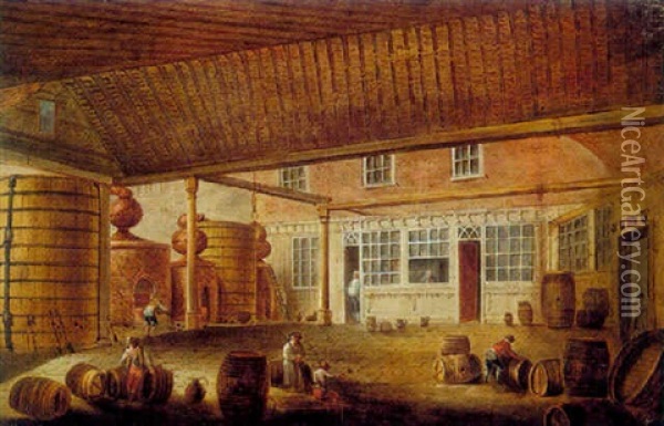 The Yard Of A Brewery Oil Painting - George Garrard