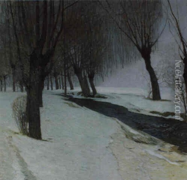 Preinbach Im Winter (semmering-raxgebiet) Oil Painting - Carl Moll