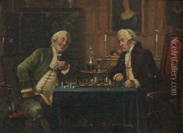 Chess Players Oil Painting - George Fox