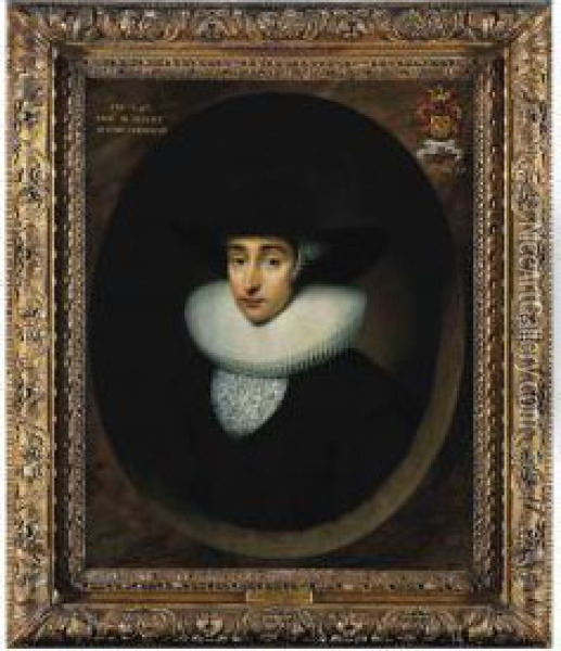 Portrait Of Maria Thielen (1605-1682) Oil Painting - Cornelius Janssens Van Ceulen