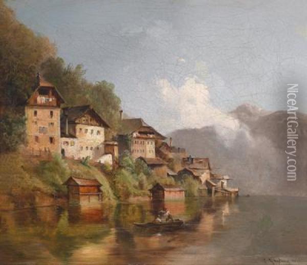 Hauser Am Hallstattsee Oil Painting - Karl Michael Geyling
