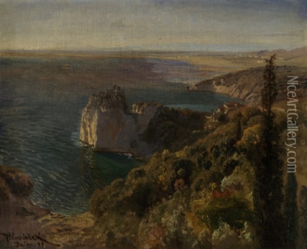 Blick Auf Die Riviera In Duino Oil Painting - Anton Hlavacek