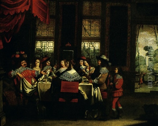 Scene De Banquet Oil Painting - Abraham Bosse