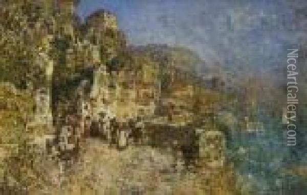 An Der Kuste Von Amalfi. Oil Painting - Robert Russ