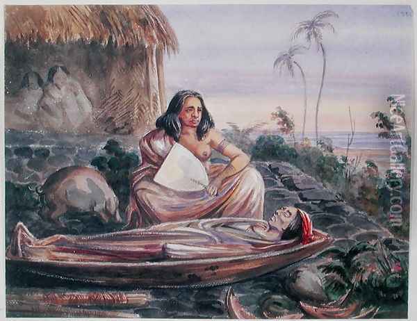A Funeral in Tahiti, c.1841-48 Oil Painting - Maximilie Radiguet