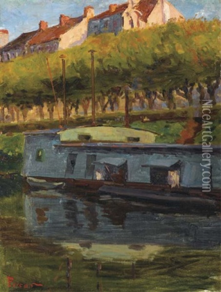 Quai De La Seine A Poissy Oil Painting - Henri Person