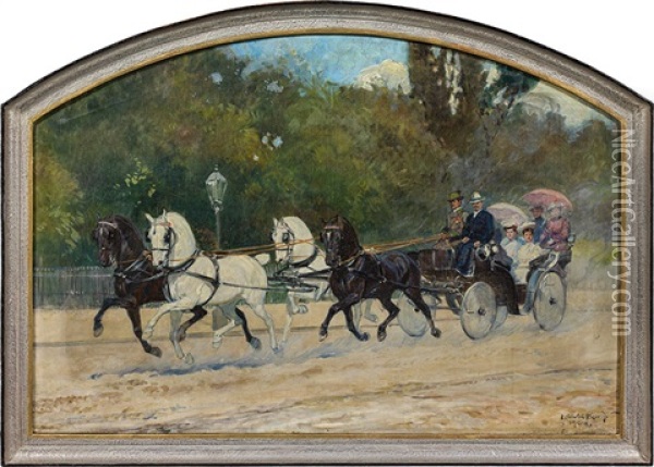 A Carriage Ride Oil Painting - Ludwig Koch
