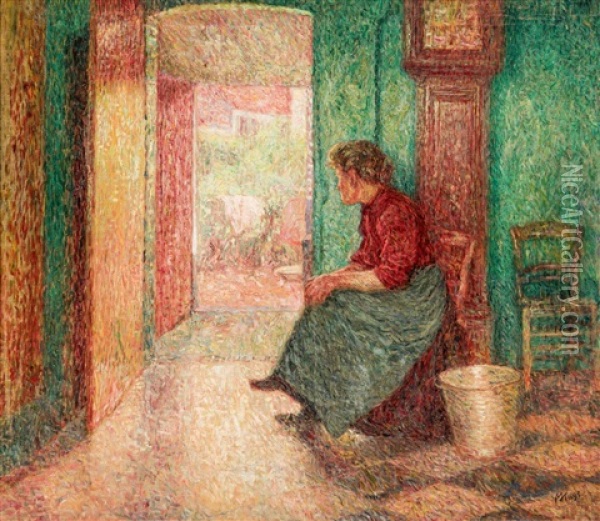 Young Woman In An Interior (ca. 1905-10) Oil Painting - Modest Huys