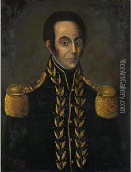 Simon Bolivar Oil Painting - Rafael Salas