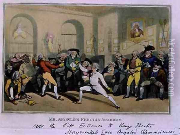 Mr Angelos Fencing Academy, 1791 Oil Painting - Thomas Rowlandson