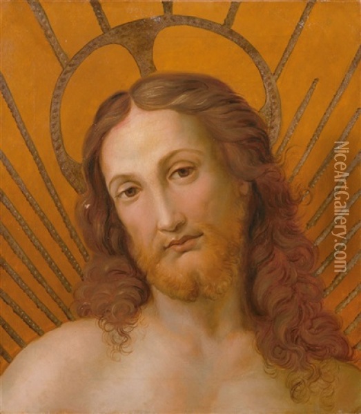Der Christuskopf Aus Raffaels Disputa Oil Painting - Johann Anton Ramboux