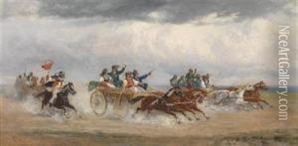 Hungarian Wedding Carriage Oil Painting - Alfred Steinacker