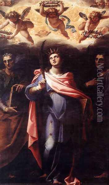 St Domitilla with Sts Nereus and Achilleus c. 1598-99 Oil Painting - Cristoforo Pomarancio (Roncalli)