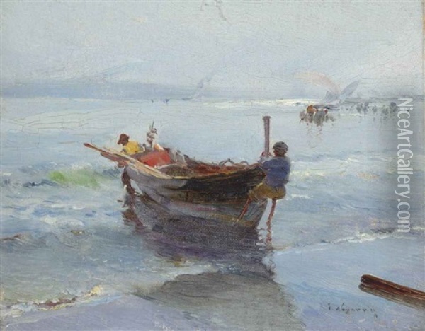 Coming Ashore Oil Painting - Jose Navarro Llorens