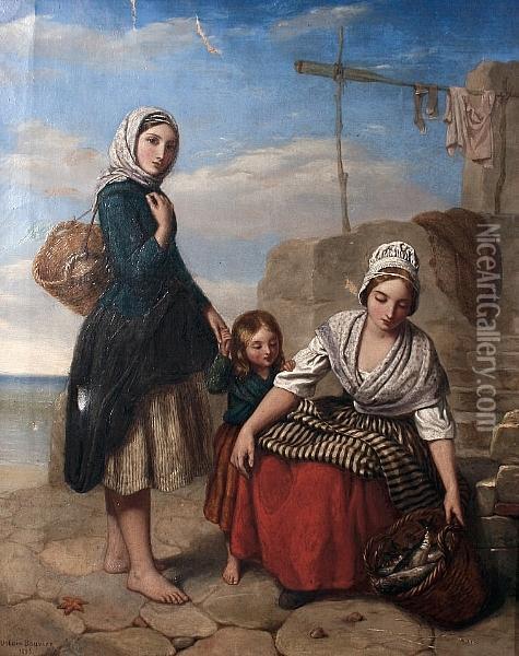 The Fisherwomen Oil Painting - Urbain Bouvier