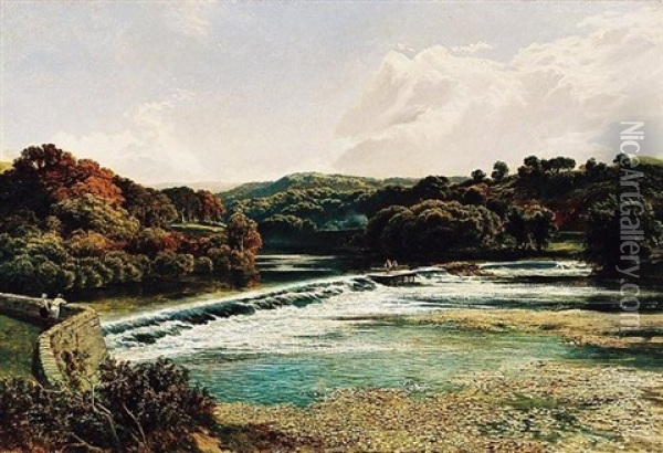Fishing By The Weir Oil Painting - Samuel Bough
