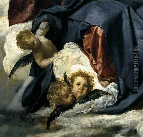 The Coronation of the Virgin (detail) 1645 Oil Painting - Diego Rodriguez de Silva y Velazquez