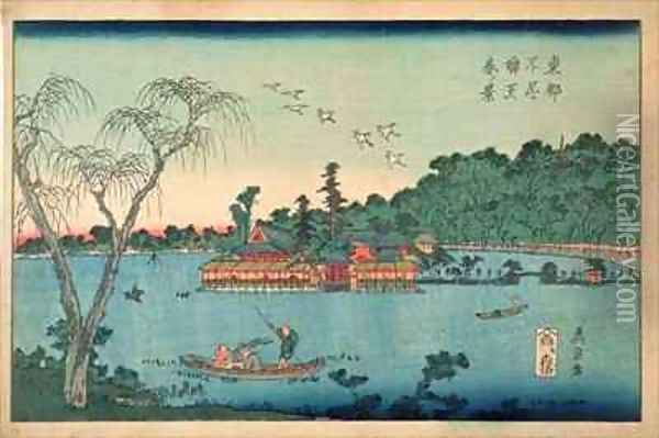 Spring View of the Benten Shrine Shinobazu Pond Oil Painting - Keisai Eisen