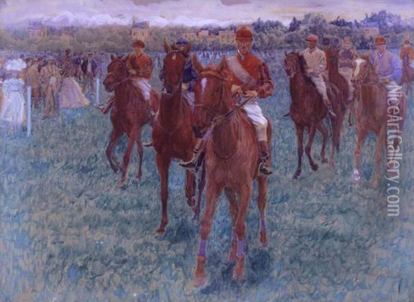 Au Champs De Courses Oil Painting - Adolphe Binet
