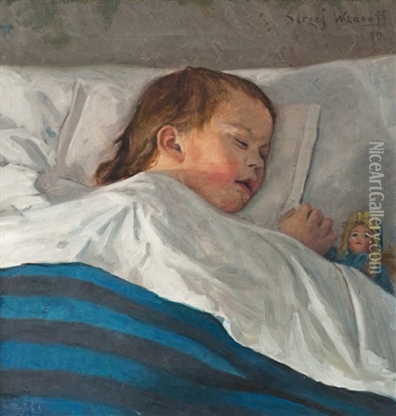 Sleeping Child Oil Painting - Sergei Vlasov