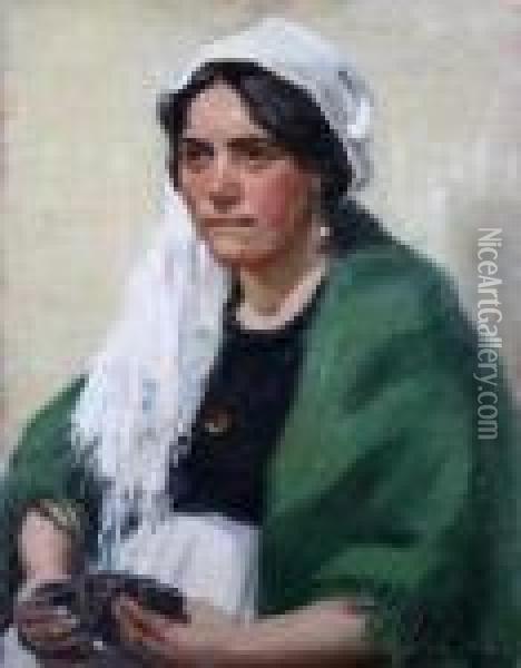 The Green Shawl Oil Painting - John William Gilroy