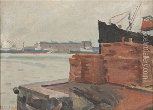 Dock Oil Painting - Alarik (Ali) Munsterhjelm