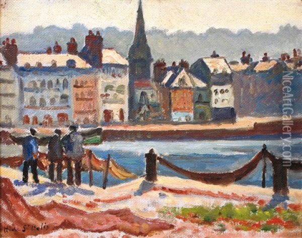 Le Vieux Bassin De Honfleur Oil Painting - Henri Lienard De Saint-Delis
