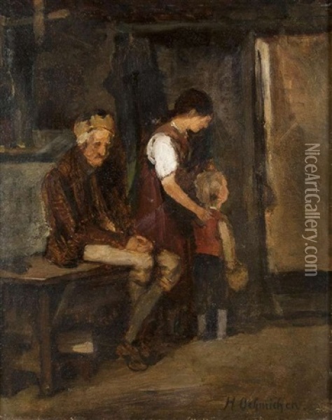 Der Besuch Beim Grosvater Oil Painting - Hugo Oehmichen