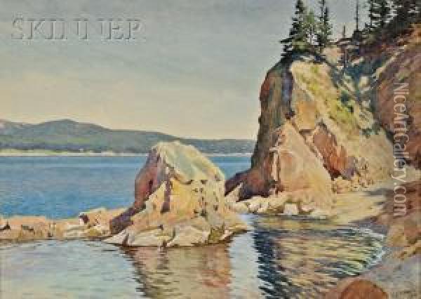 Rocky Cove Oil Painting - Harold Broadfield Warren