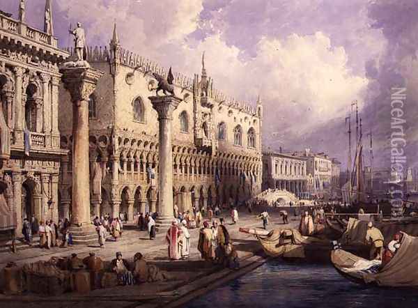 The Molo and the Doges Palace, Venice Oil Painting - Samuel Prout
